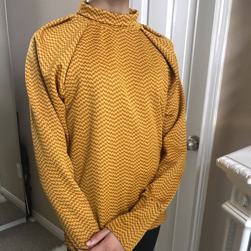 ZARA mustard pleated blouse